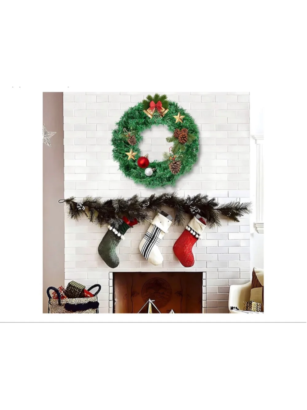 NEW Set of 3 Christmas Wreaths Front Door Outside Decorations 12”